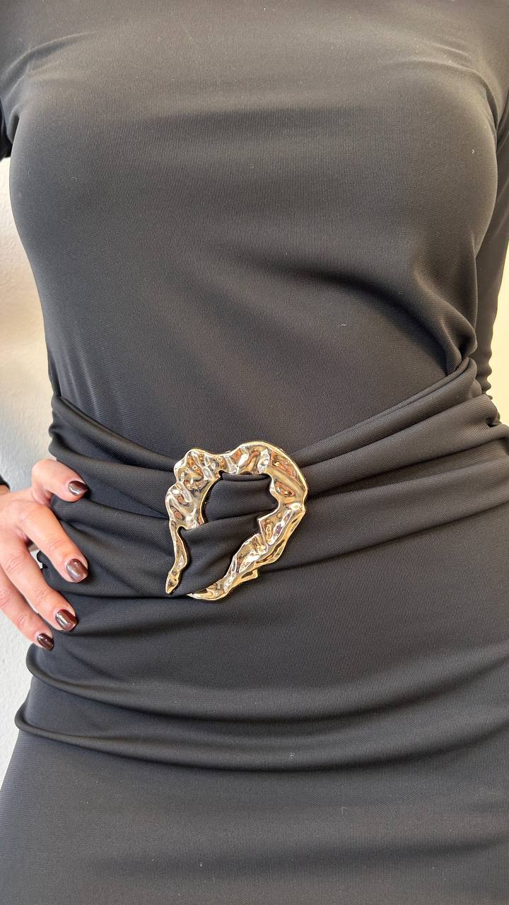 Vestito lungo con cintura spilla Miriel