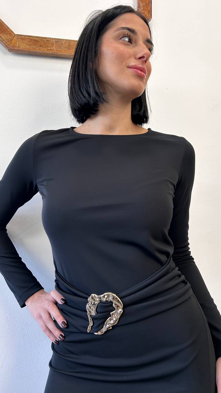 Vestito lungo con cintura spilla Miriel