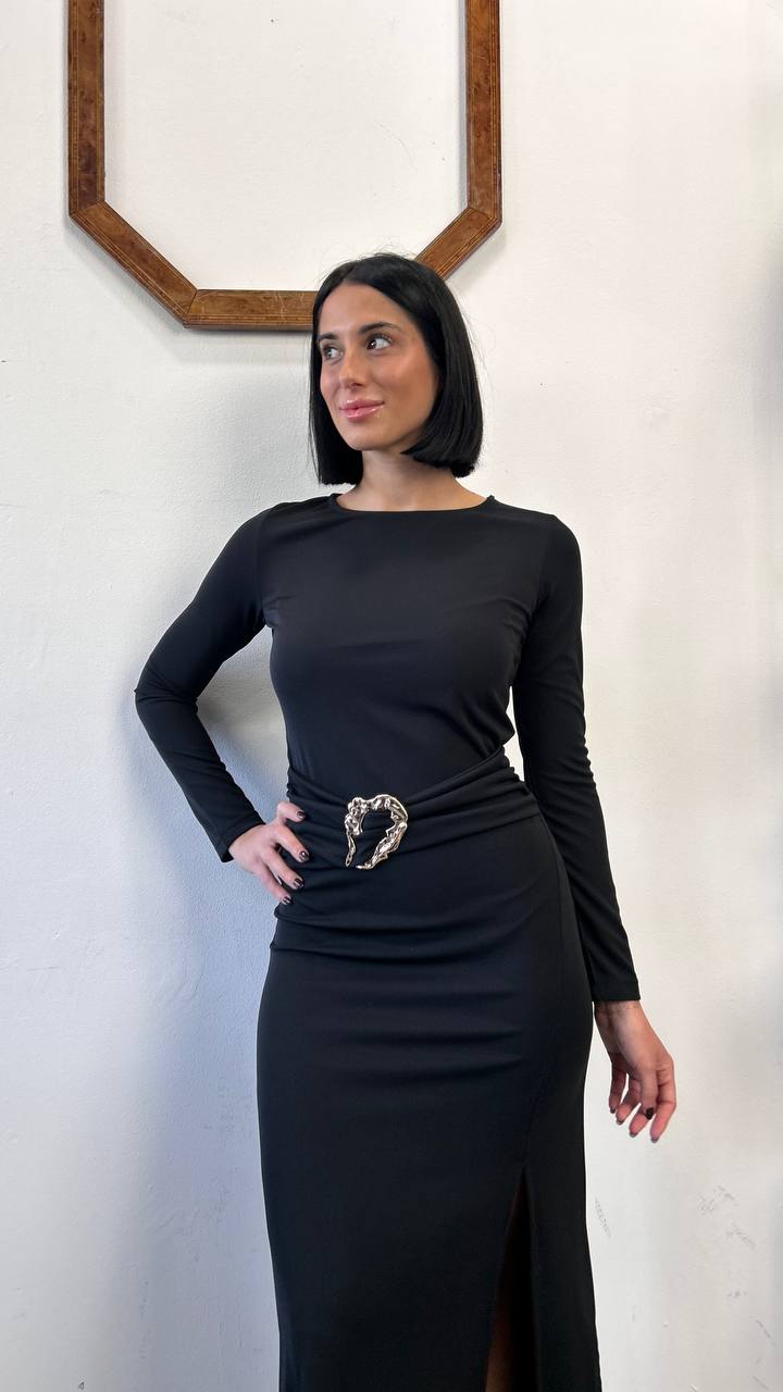 Vestito lungo con cintura spilla Miriel