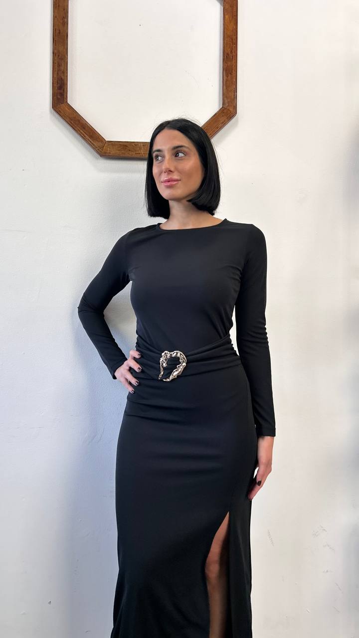 Vestito lungo con cintura spilla Miriel