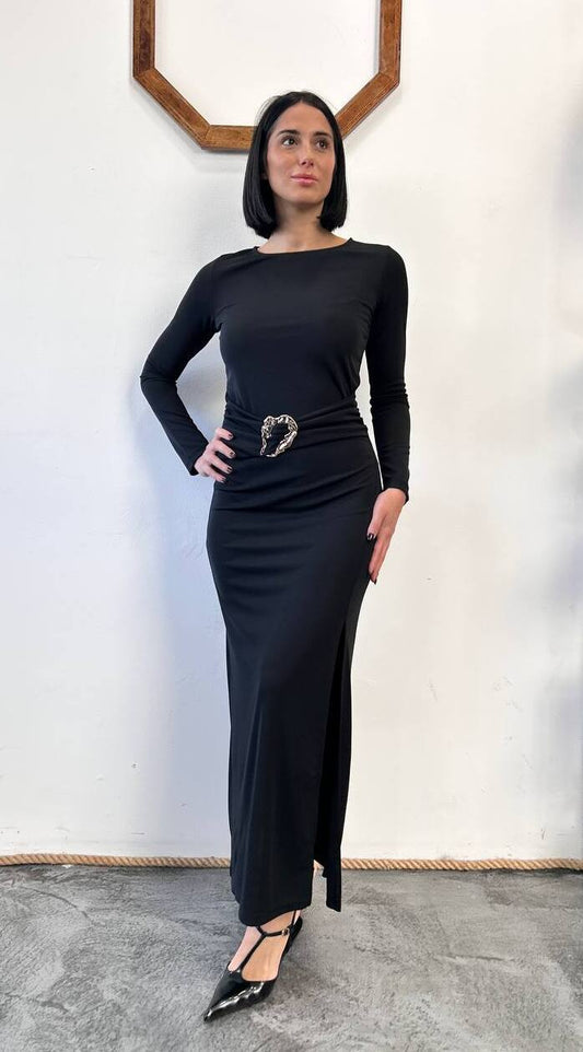 Vestito lungo con cintura spilla Miriel