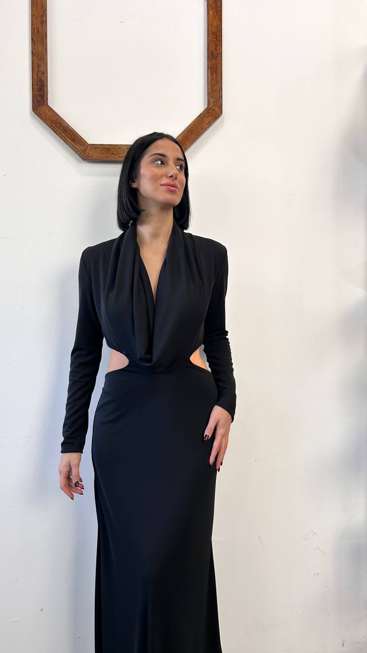 Vestito lungo con scollo anello e cut out Miriel