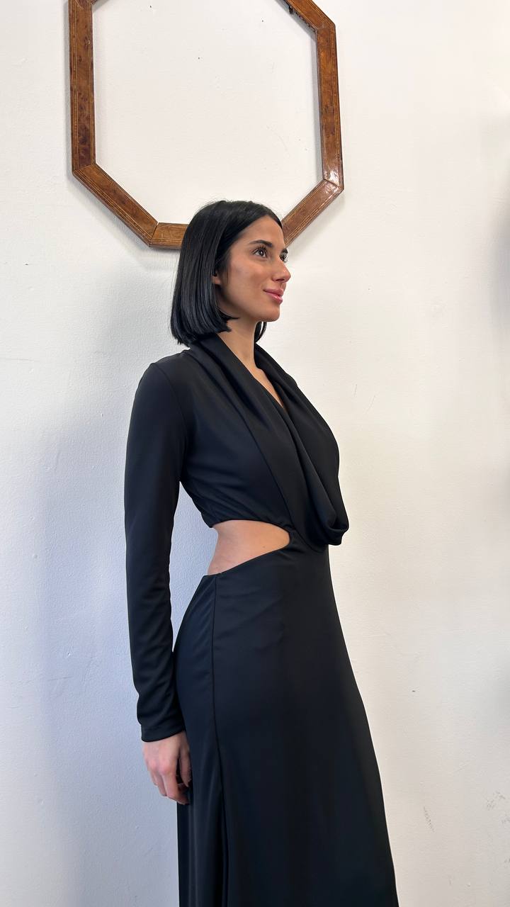 Vestito lungo con scollo anello e cut out Miriel