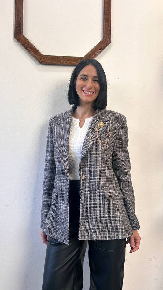 Giacca check con spille Florina