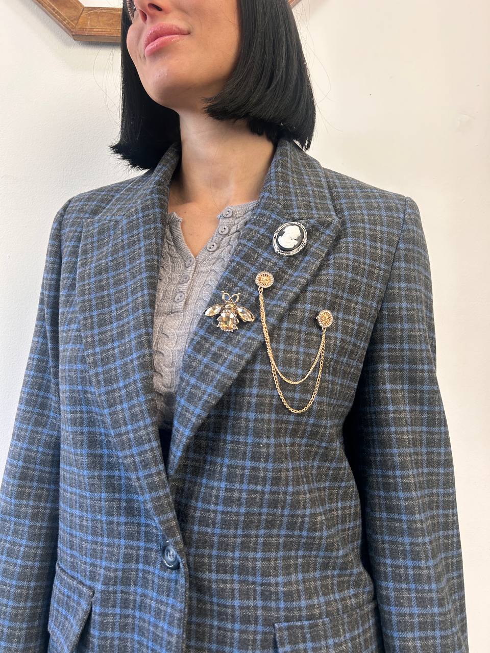 Giacca check con spille Nivra