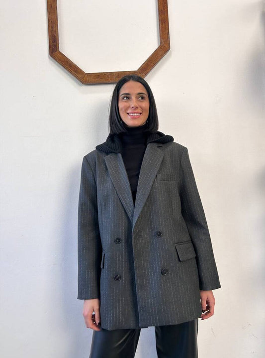 Giacca doppiopetto gessato Amira