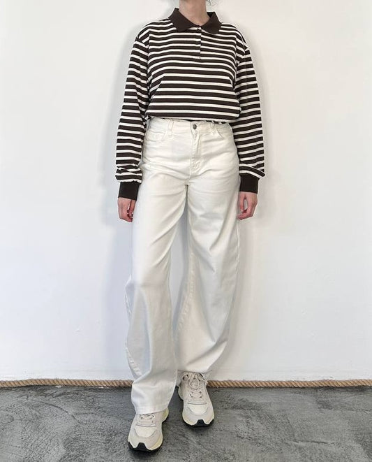 Jeans barrel Ivy bianco ottico