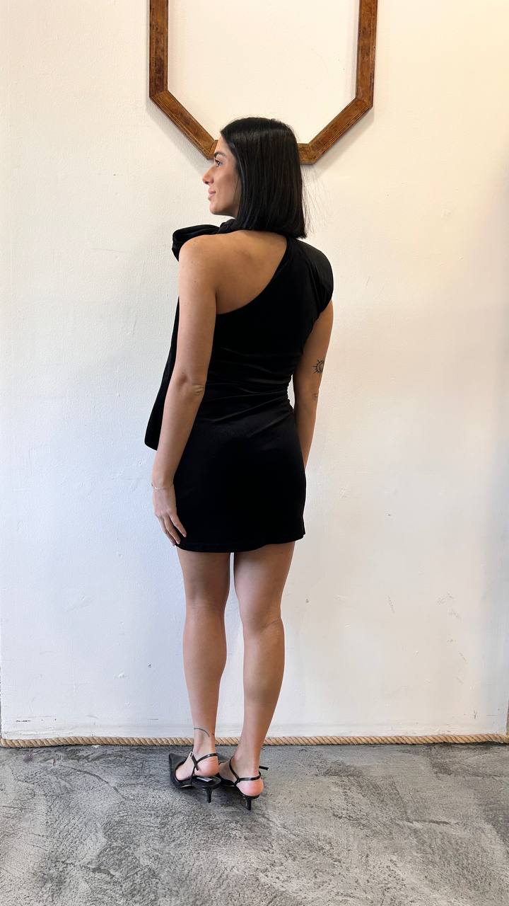 Abito asimmetrico con laccio al collo Fenella