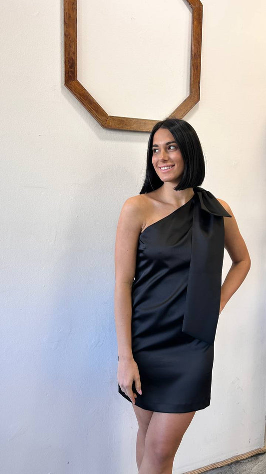 Mini abito monospalla con maxi fiocco Merisa