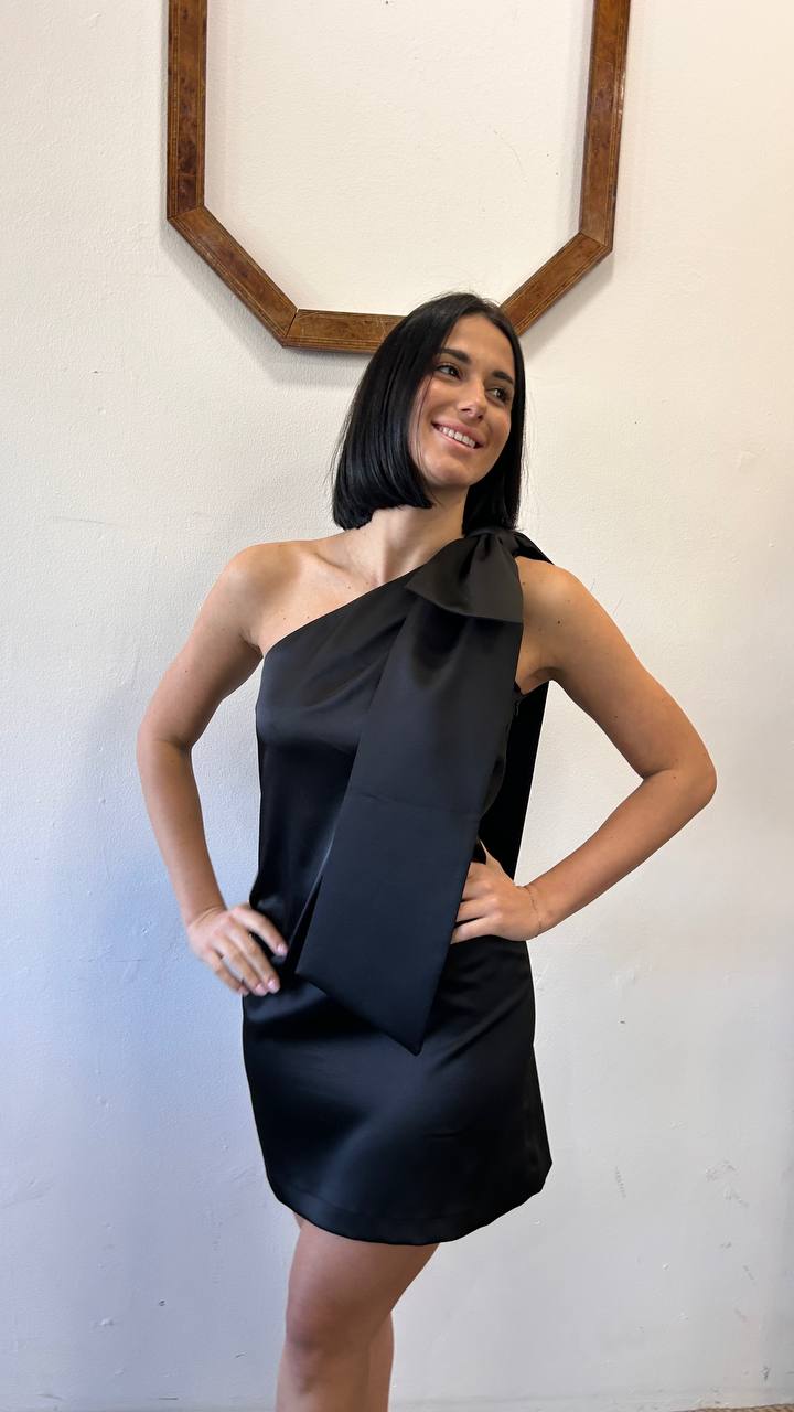 Mini abito monospalla con maxi fiocco Merisa