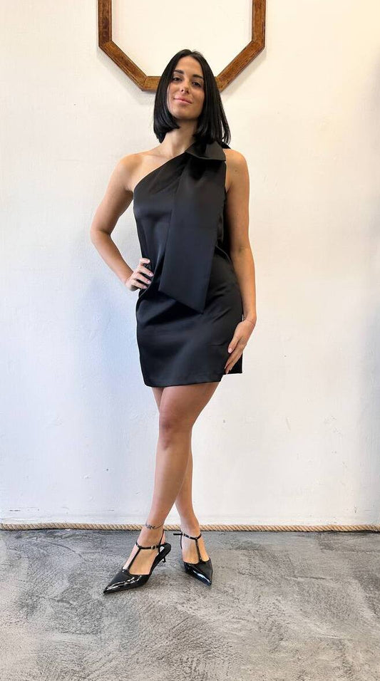 Mini abito monospalla con maxi fiocco Merisa