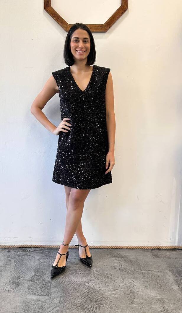 Mini abito smanicato con scollo a V Emilia