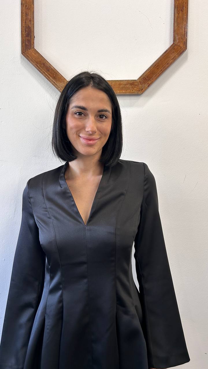 Mini abito maniche lunghe con gonna svasata Savena