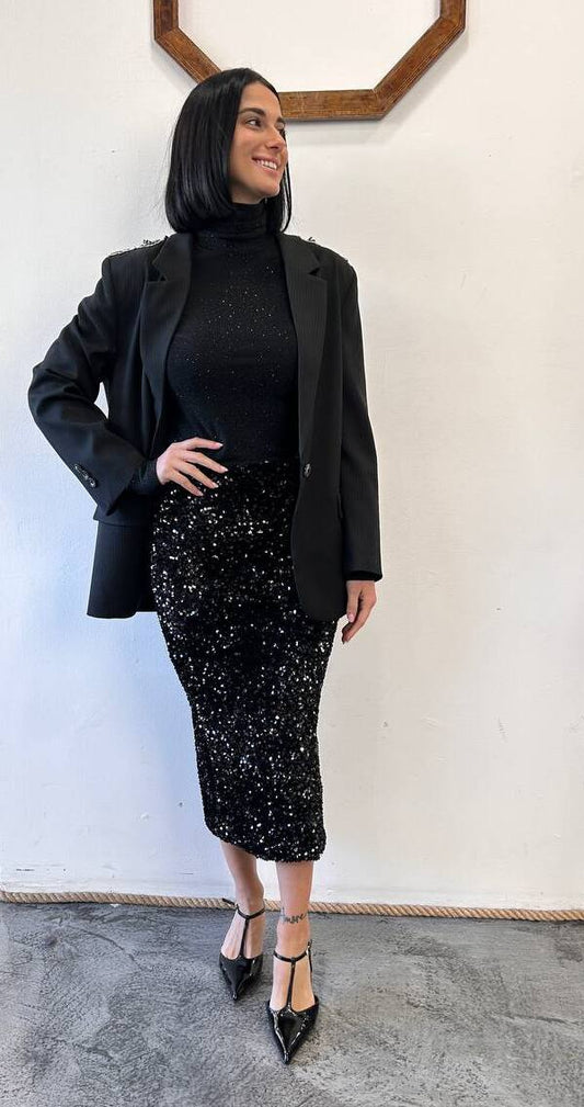 Blazer gessato over con decorazione floreale Loride