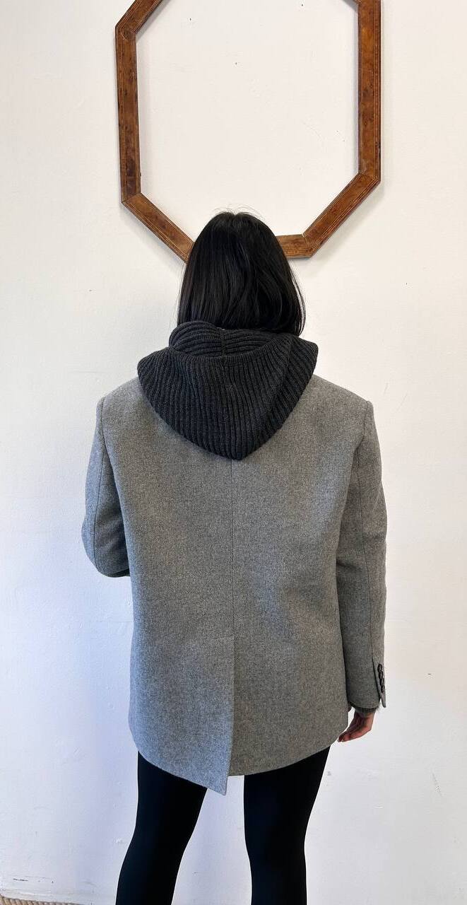 Giacca doppiopetto misto lana con cappuccio Lunia