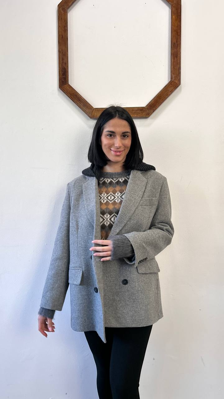 Giacca doppiopetto misto lana con cappuccio Lunia