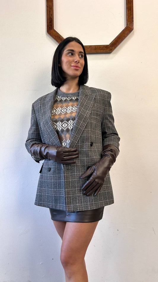 Giacca check manica 3/4 con guanti Aliva