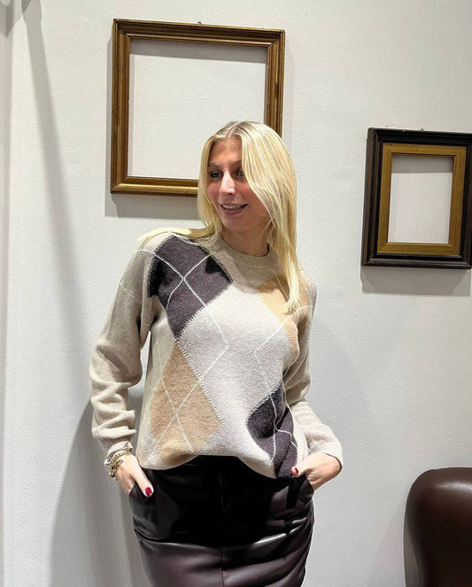 Pull girocollo a rombi Malena