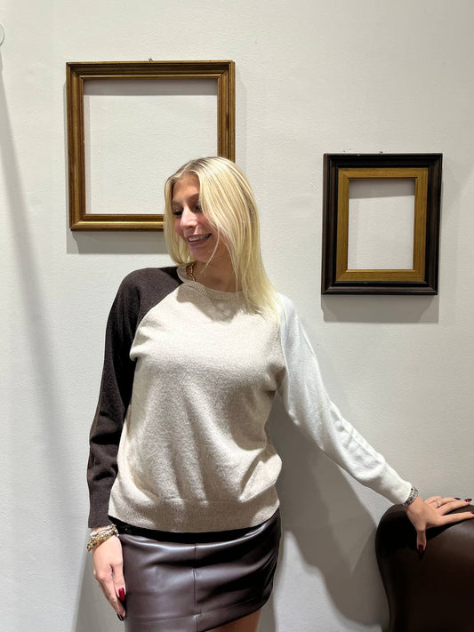 Maglioncino girocollo color block Luana