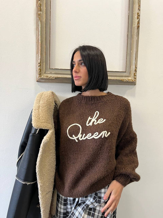 Maglione crop scritta "The Queen" Calliope