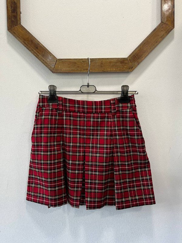 Gonna corta a pieghe con fantasia a quadri Rosalia