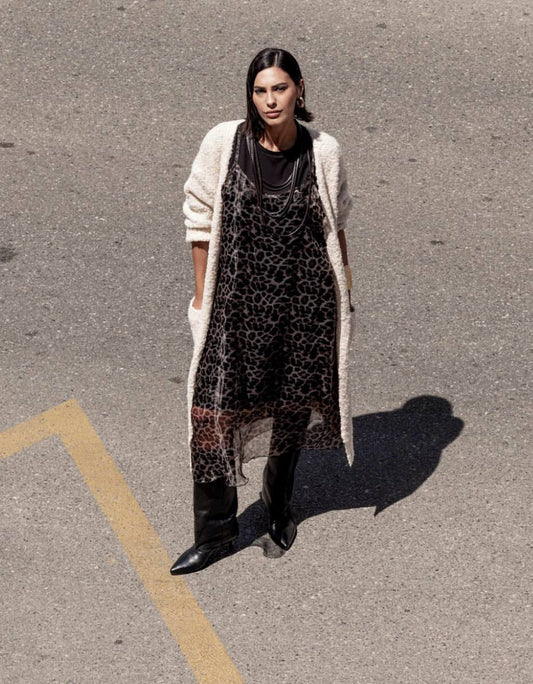 Abito organza stampa maculata con t-shirt over curvy Gaia