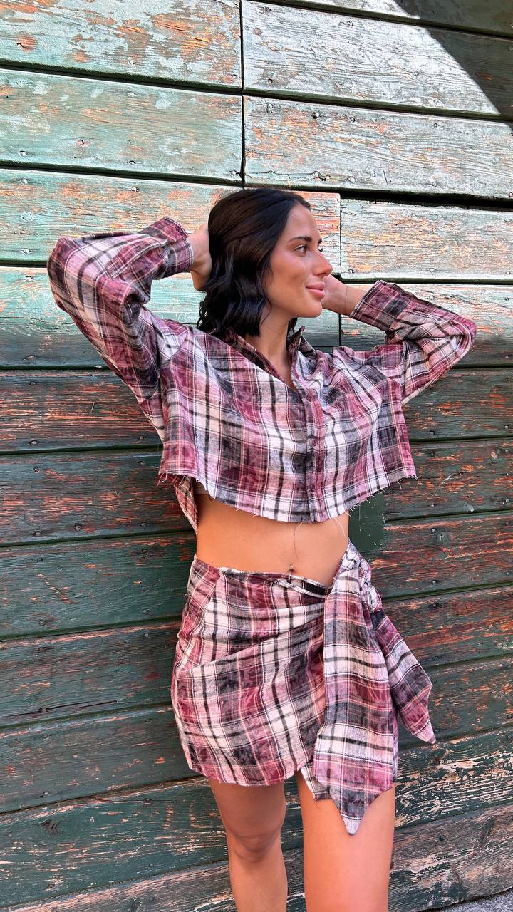 Camicia crop in fantasia Nivara