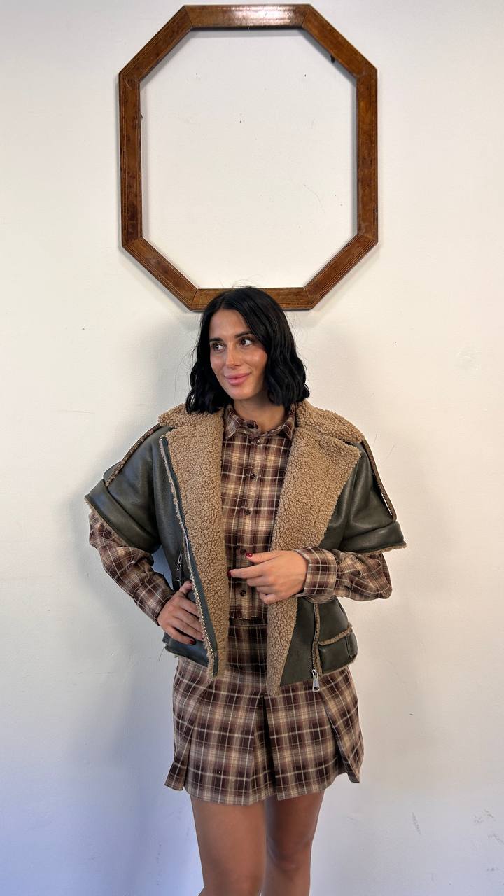 Eco montone chiodo over manica corta Tilia