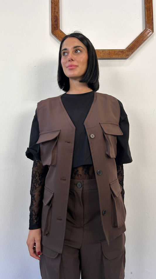 Gilet taglio vivo con tasconi Rosaviva