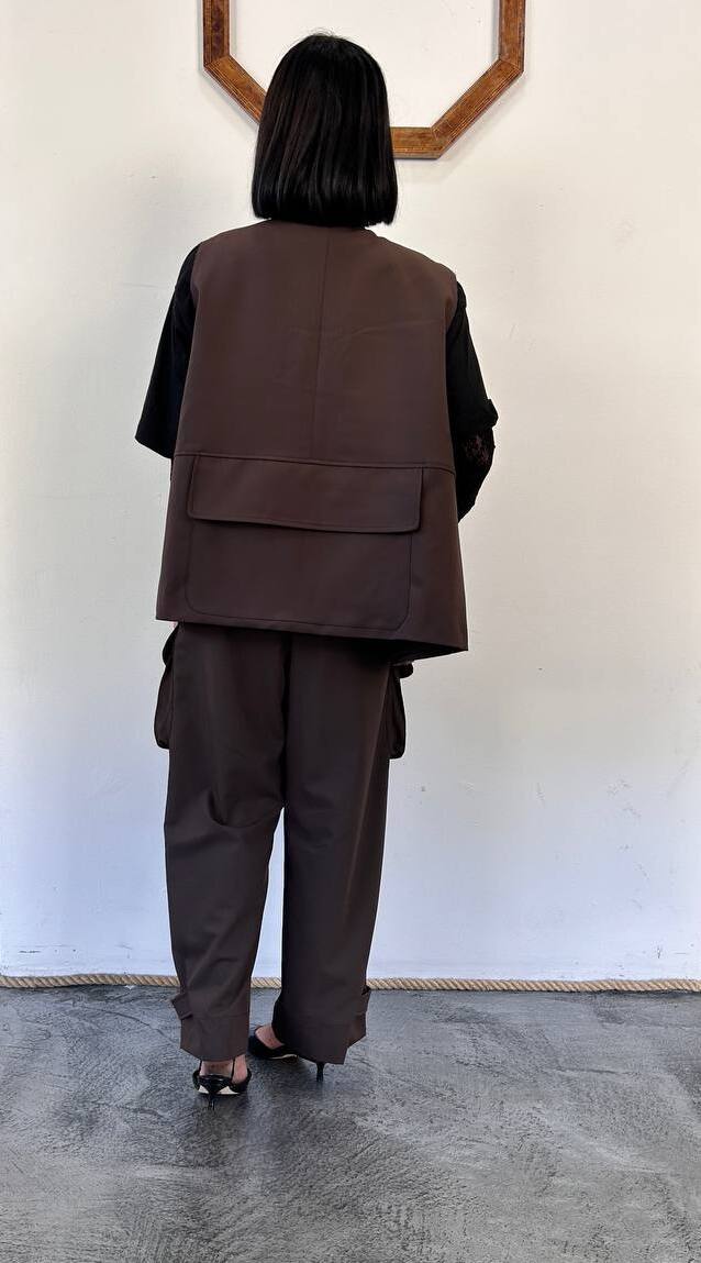 Gilet taglio vivo con tasconi Rosaviva