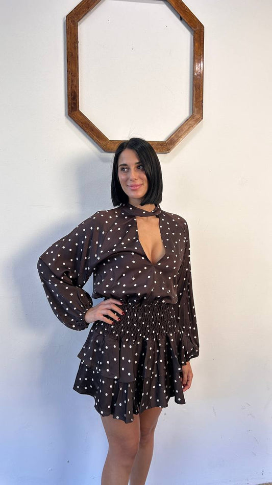 Abito a pois con pantaloncino Alba