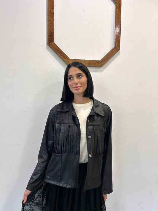 Giacca con frange similpelle Drovia