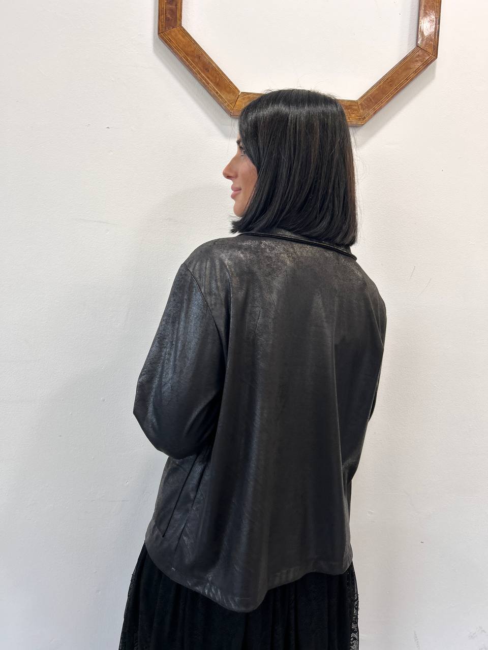 Giacca con frange similpelle Drovia