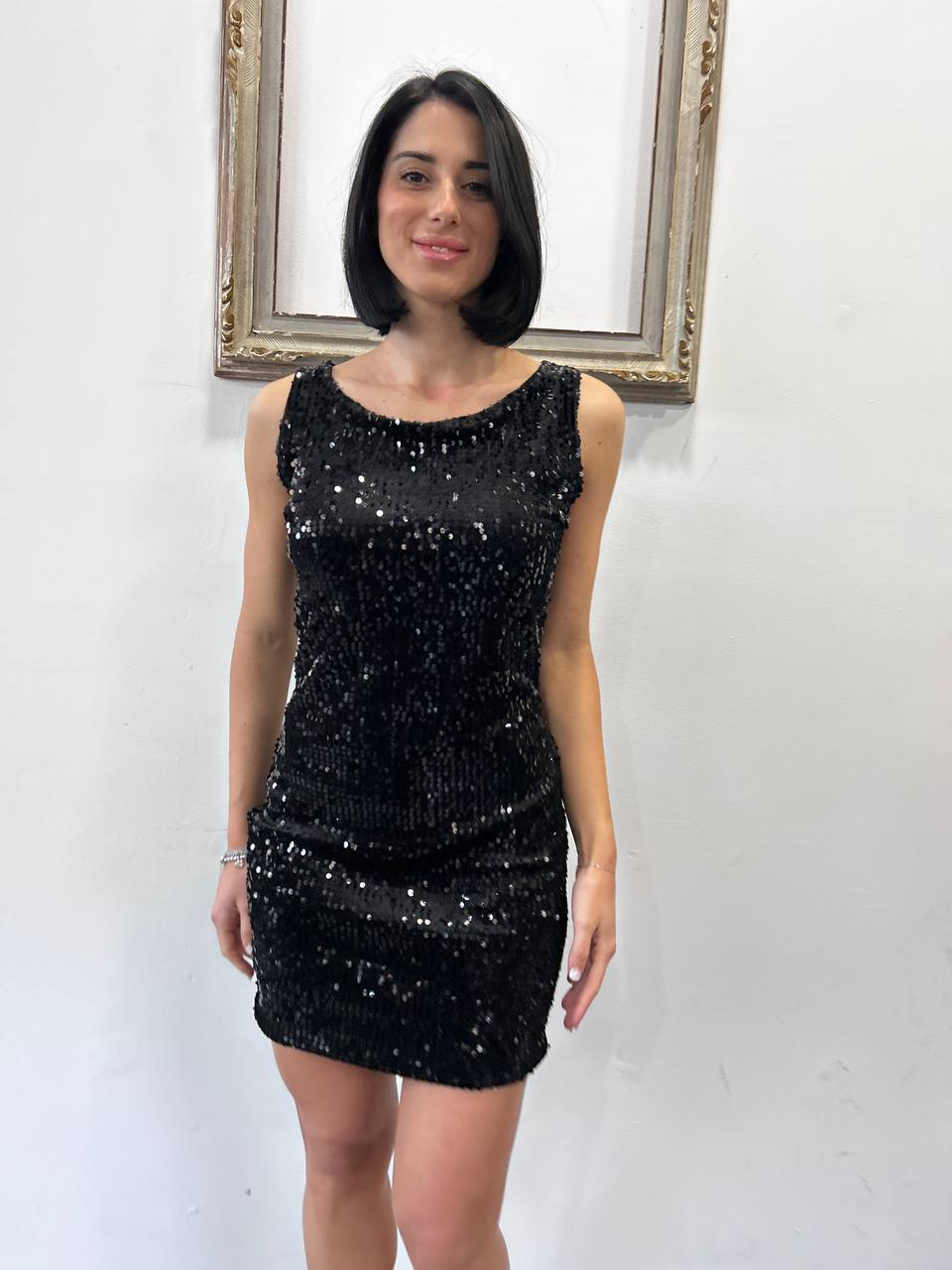 Vestito corto con spalline e paillettes Isadora