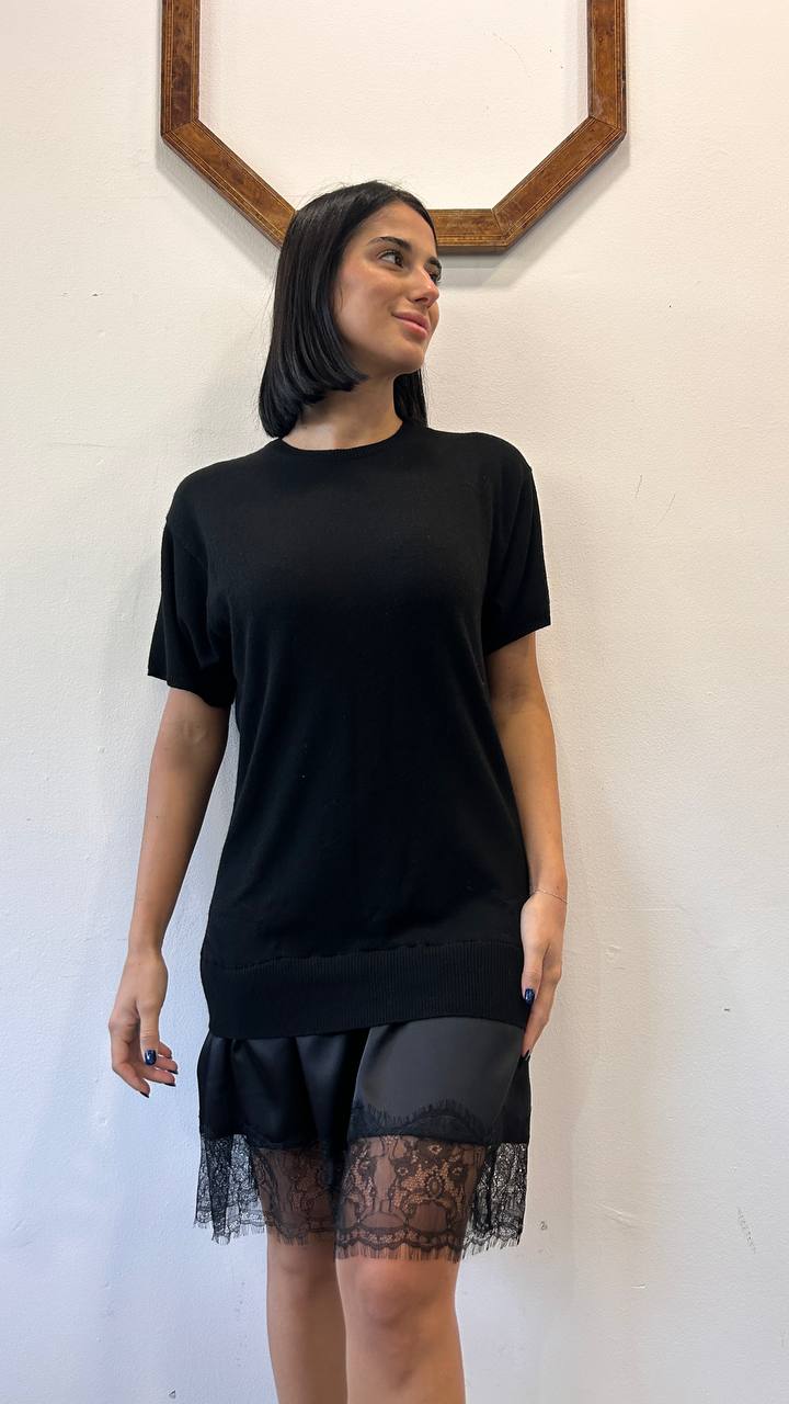 Mini abito in maglia con orlo in pizzo Isoria