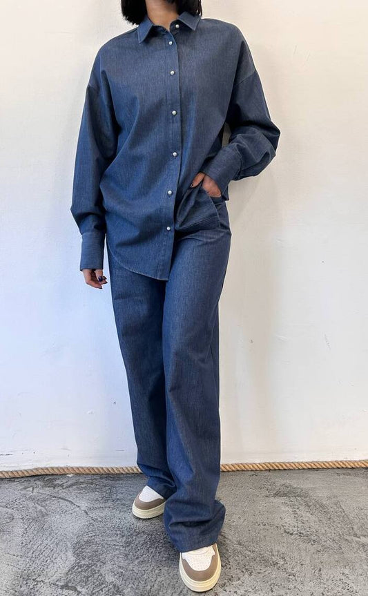 Pantaloni a gamba larga in denim Elira