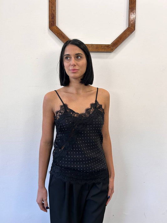 Top pois asimmetrico con pizzo Verina