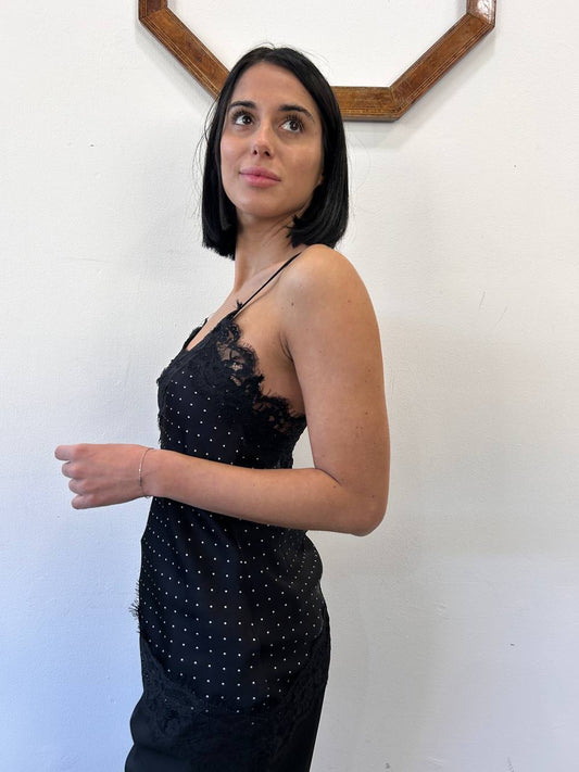 Top pois asimmetrico con pizzo Verina