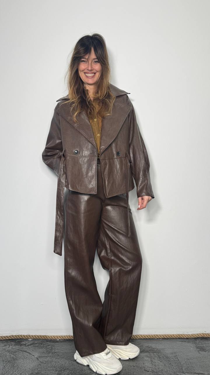 Giacca trench simil pelle Mae