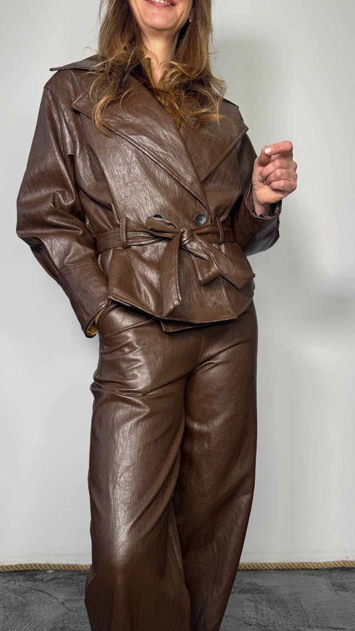 Giacca trench simil pelle Mae