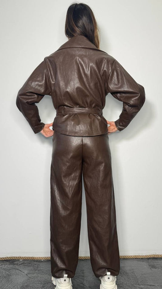 Giacca trench simil pelle Mae