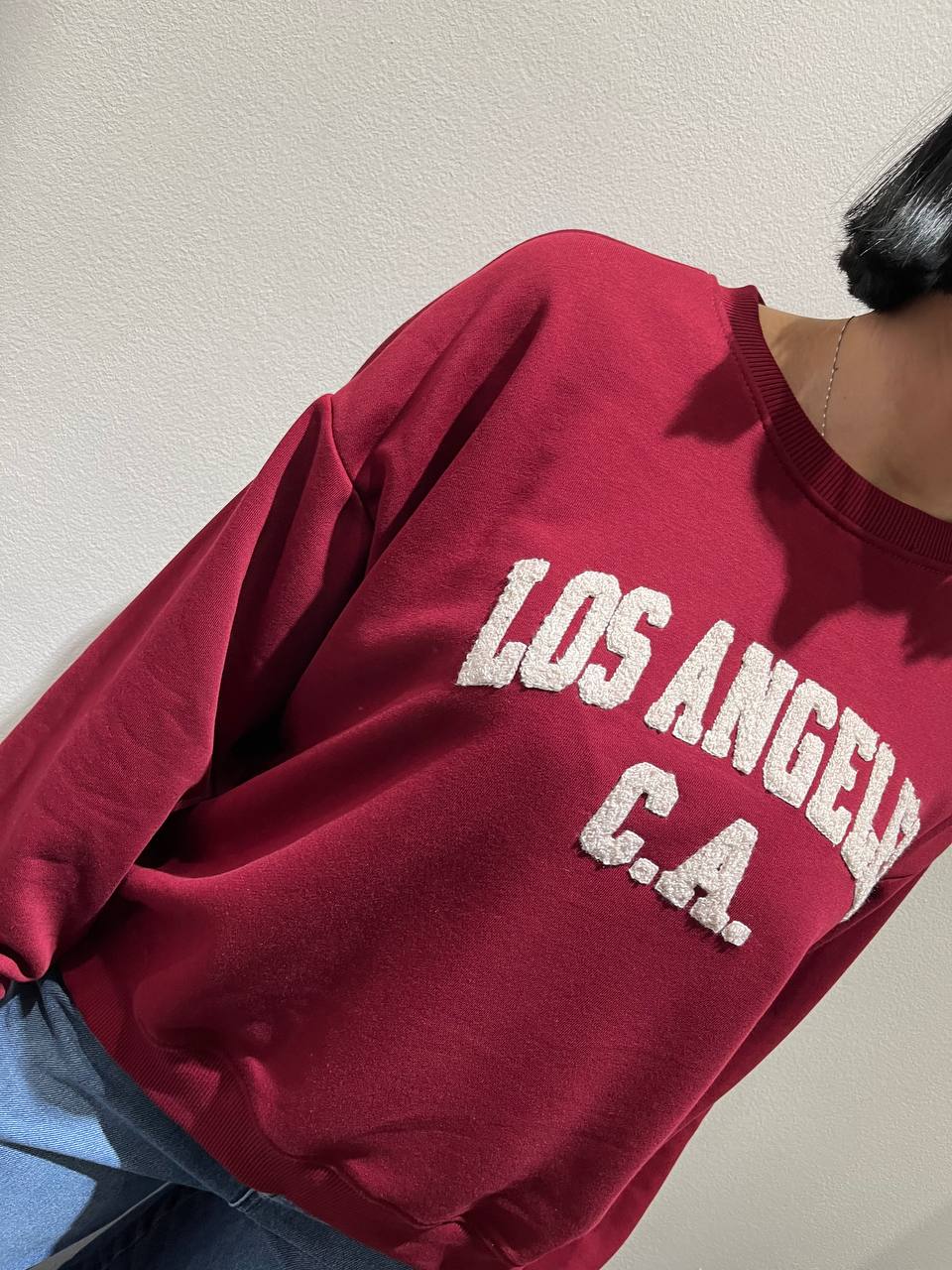 Felpa over con scritta Los Angeles