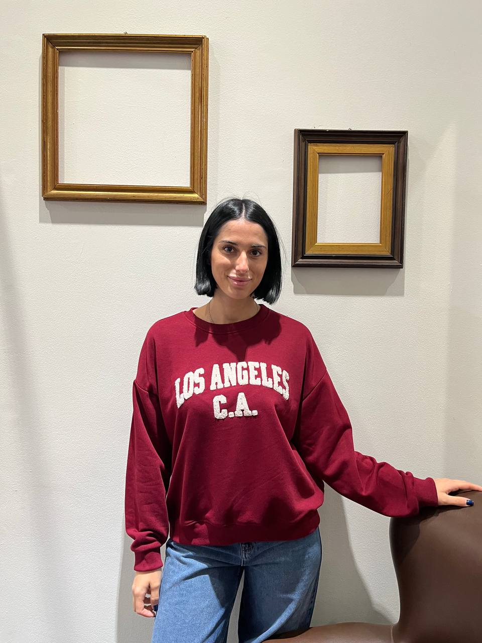 Felpa over con scritta Los Angeles