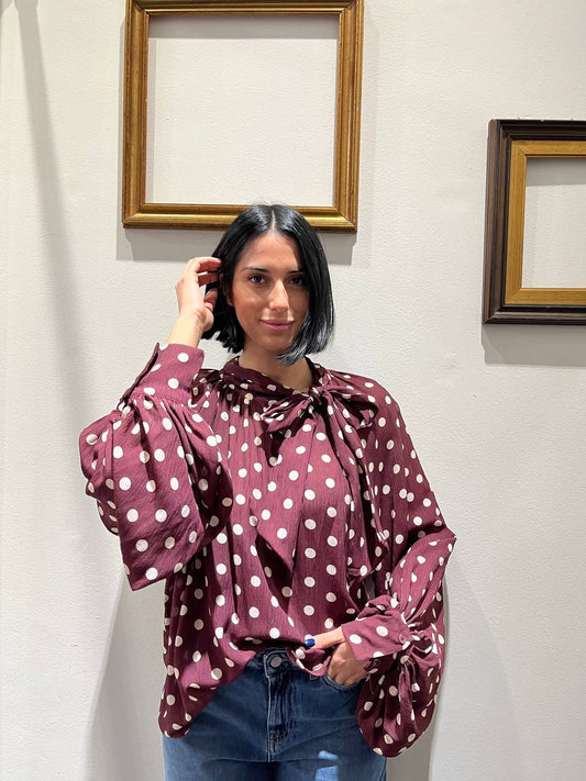 Camicia con fiocco e stampa pois Fenia