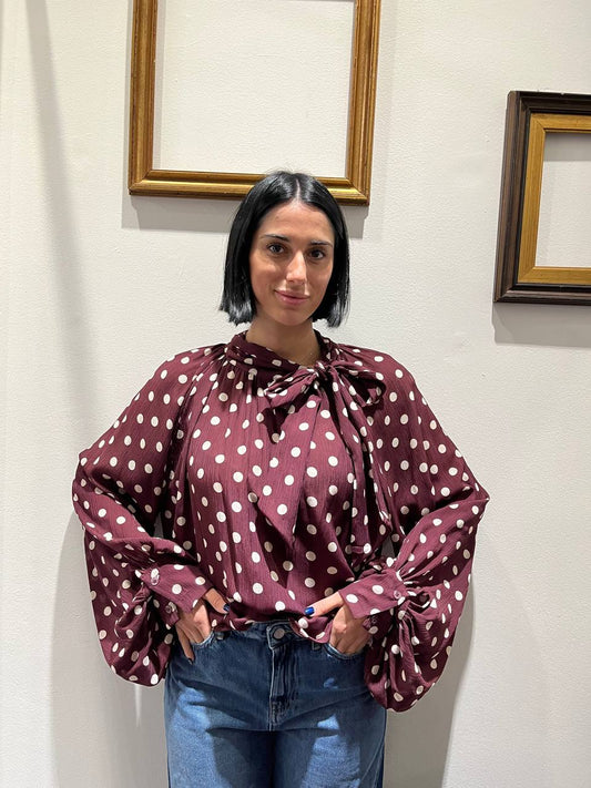 Camicia con fiocco e stampa pois Fenia