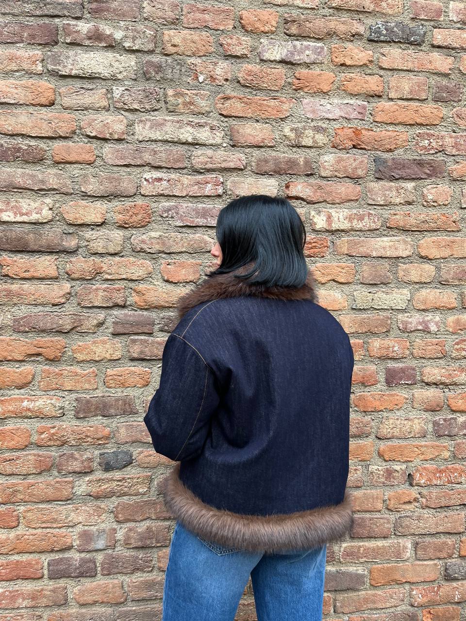 Giacca double face pelliccia e denim Almira