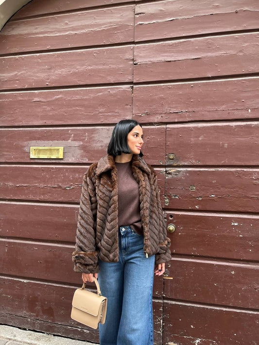 Giacca pelliccia chevron Orelia