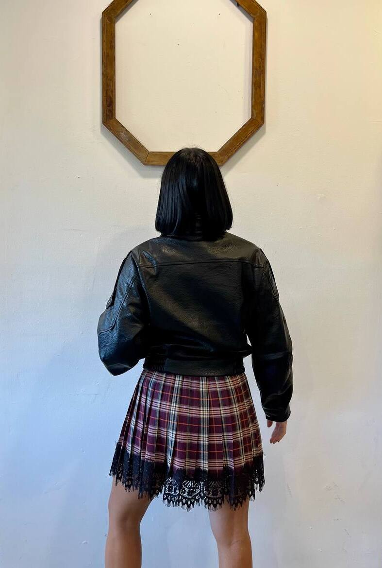 Gonna corta con stampa a quadri Renia