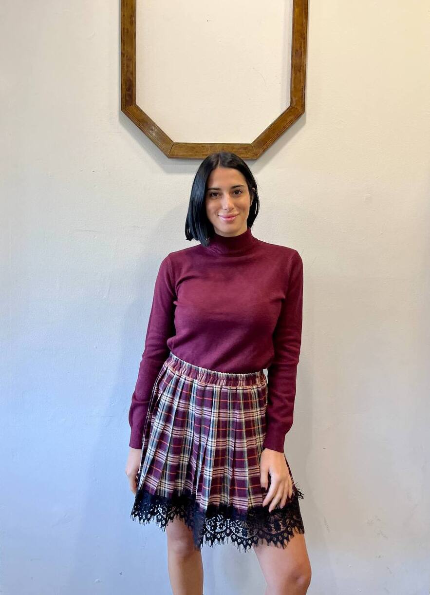 Gonna corta con stampa a quadri Renia