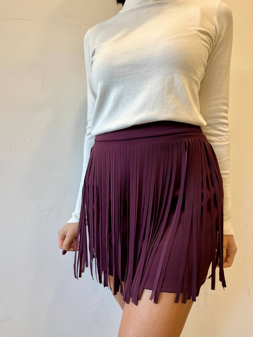 Gonna con frange e vita elasticizzata Nerila